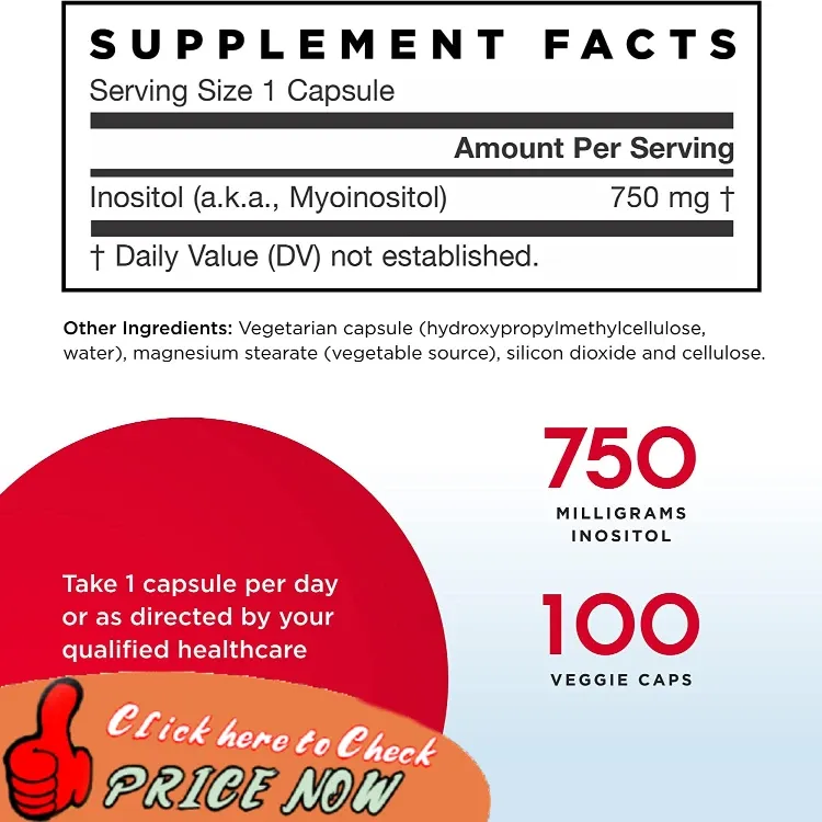 Jarrow Formulas Inositol 750 mg Supplement facts