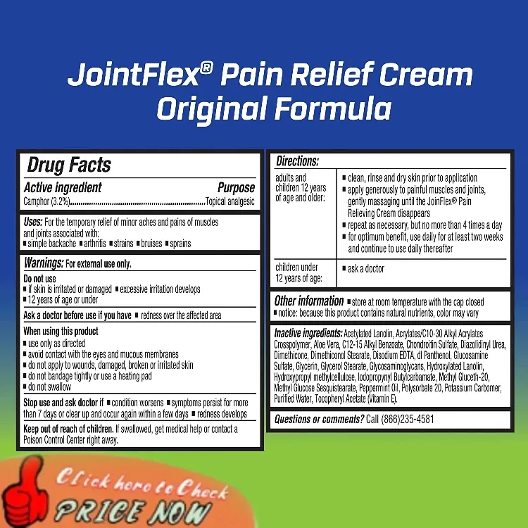 JointFlex® Pain Relief Cream Ingredients