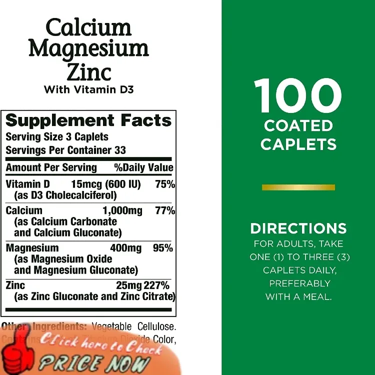 Nature's Bounty Calcium Magnesium & Zinc Caplets