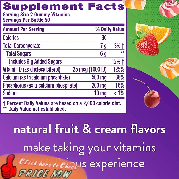 Vitafusion Calcium 500mg Gummies - Supplement Facts